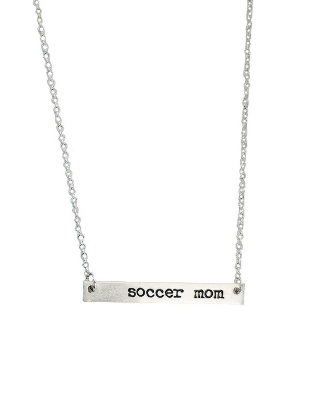 "Soccer Mom" Bar Necklace - Women's Jewelry Silver Metal Brand New Great Gift